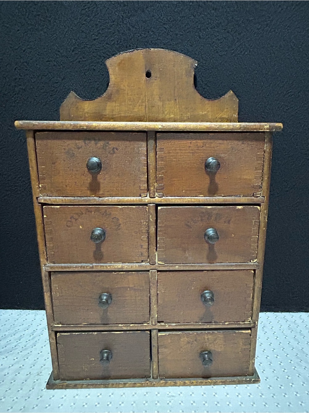 Antique Wooden Apothecary Spice Chest Cabinet 8 Drawers Primitive Farmhouse